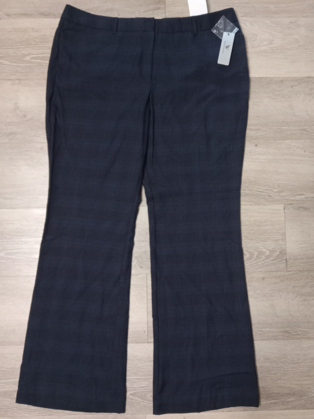 Worthington Navy Plaid Flare Trousers NWT